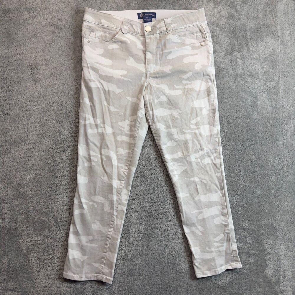 Democracy Jeans Womens 12 White Camo Skinny Low Rise Ab Solution Denim Stretch
